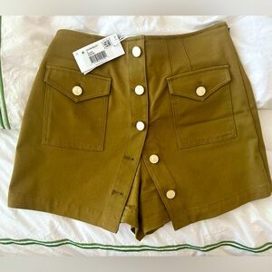 NWT DEREK LAM Mini Skort in army green